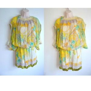 Summer Clearance Sales Patrizia Pepe Firenze Yellow 100%  Silk dress 40/US 4 NEW